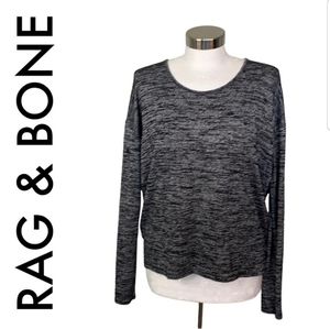 rag & bone Heathered Open Back Long Sleeve Lightweight Sweater